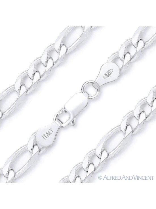 Sterling Silver Figaro Chain In Men 5.5mm Figaro / Figaroa Link Italian Chain Bracelet in .925 Sterling Silver 8\